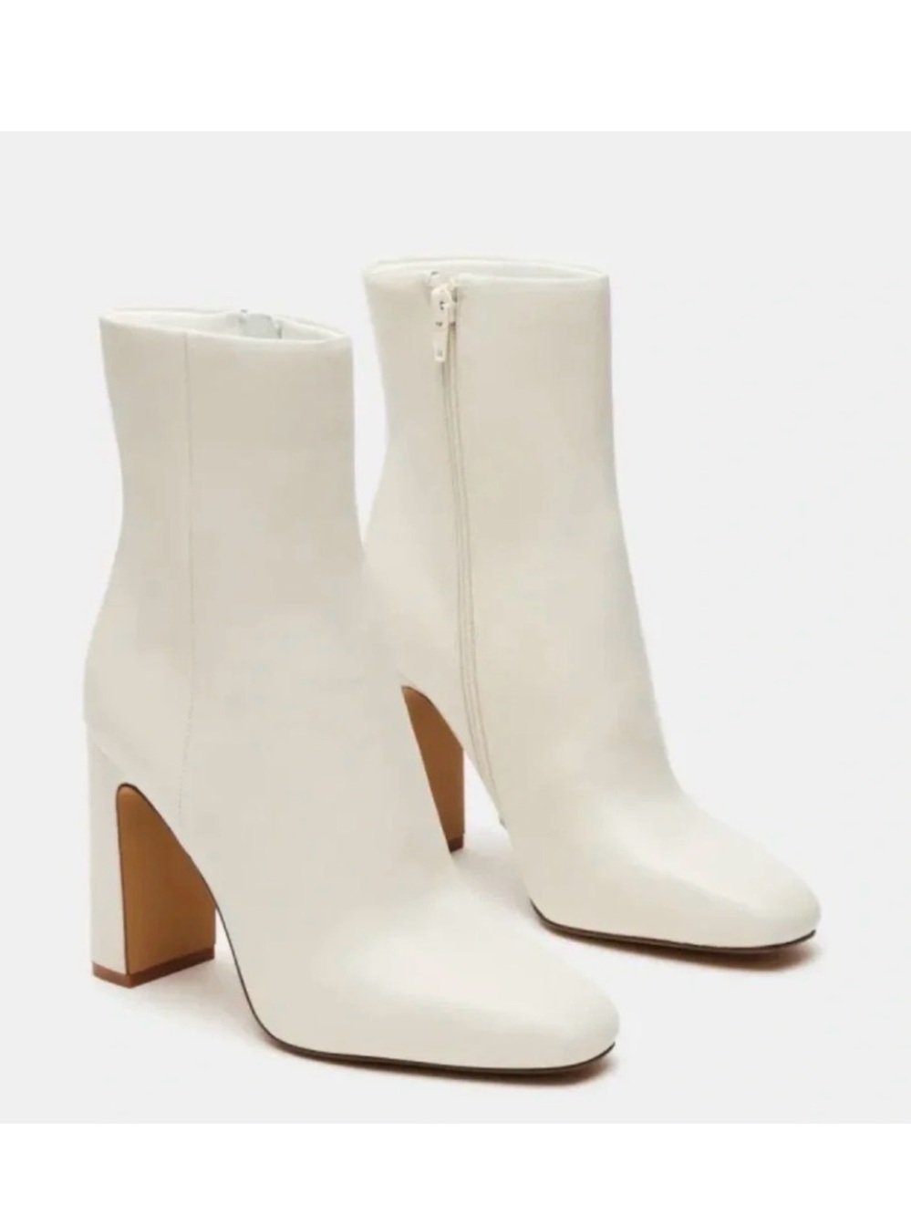 Steve Madden ALLISON in Bone Leather Block Heel Ankle Boots with 9.5M
